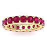 3 Carat Round Ruby Eternity Ring In 14 Karat Yellow Gold, Ring Size 4 Image-1