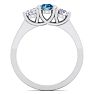 1 Carat Blue Diamond Three Diamond Ring In 14 Karat White Gold Image-3