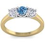 1 Carat Blue Diamond Three Diamond Ring In 14 Karat Yellow Gold Image-1