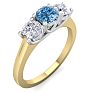1 Carat Blue Diamond Three Diamond Ring In 14 Karat Yellow Gold Image-2