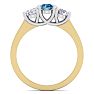 1 Carat Blue Diamond Three Diamond Ring In 14 Karat Yellow Gold Image-3