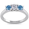 1 Carat White and Blue Diamond Three Diamond Ring In 14 Karat White Gold Image-1