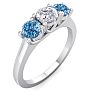 1 Carat White and Blue Diamond Three Diamond Ring In 14 Karat White Gold Image-2