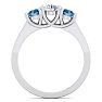 1 Carat White and Blue Diamond Three Diamond Ring In 14 Karat White Gold Image-3