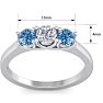 1 Carat White and Blue Diamond Three Diamond Ring In 14 Karat White Gold Image-5
