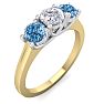 1 Carat White and Blue Diamond Three Diamond Ring In 14 Karat Yellow Gold Image-2