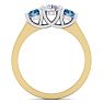 1 Carat White and Blue Diamond Three Diamond Ring In 14 Karat Yellow Gold Image-3
