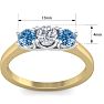 1 Carat White and Blue Diamond Three Diamond Ring In 14 Karat Yellow Gold Image-5