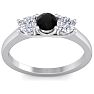 1 Carat Black Diamond Three Diamond Ring In 14 Karat White Gold Image-1