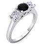 1 Carat Black Diamond Three Diamond Ring In 14 Karat White Gold Image-2