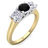1 Carat Black Diamond Three Diamond Ring In 14 Karat Yellow Gold Image-2