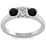 1 Carat White and Black Diamond Three Diamond Ring In 14 Karat White Gold Image-1