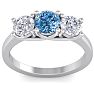 2 Carat Blue Diamond Three Diamond Ring In 14 Karat White Gold Image-1