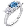 2 Carat Blue Diamond Three Diamond Ring In 14 Karat White Gold Image-2