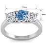2 Carat Blue Diamond Three Diamond Ring In 14 Karat White Gold Image-5
