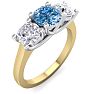 2 Carat Blue Diamond Three Diamond Ring In 14 Karat Yellow Gold Image-2