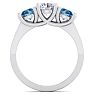 2 Carat White and Blue Diamond Three Diamond Ring In 14 Karat White Gold Image-3