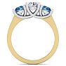 2 Carat White and Blue Diamond Three Diamond Ring In 14 Karat Yellow Gold Image-3