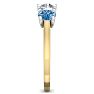 2 Carat White and Blue Diamond Three Diamond Ring In 14 Karat Yellow Gold Image-4