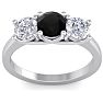 2 Carat Black Diamond Three Diamond Ring In 14 Karat White Gold Image-1