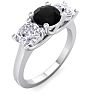 2 Carat Black Diamond Three Diamond Ring In 14 Karat White Gold Image-2