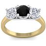 2 Carat Black Diamond Three Diamond Ring In 14 Karat Yellow Gold Image-1