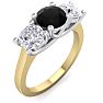 2 Carat Black Diamond Three Diamond Ring In 14 Karat Yellow Gold Image-2