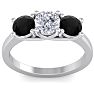2 Carat White and Black Diamond Three Diamond Ring In 14 Karat White Gold Image-1
