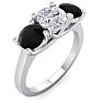 2 Carat White and Black Diamond Three Diamond Ring In 14 Karat White Gold Image-2