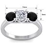 2 Carat White and Black Diamond Three Diamond Ring In 14 Karat White Gold Image-5