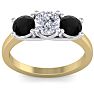2 Carat White and Black Diamond Three Diamond Ring In 14 Karat Yellow Gold Image-1