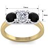2 Carat White and Black Diamond Three Diamond Ring In 14 Karat Yellow Gold Image-5