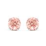 3 Carat Round Shape Morganite Earrings In Sterling Silver, 8MM Image-2