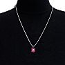 1 1/2 Carat Created Ruby Necklace In Sterling Silver, 8MM Image-6