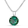 1-1/2 Carat 8mm Round Shape Created Emerald Necklaces In Sterling Silver, 18 Inch Chain Image-1