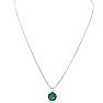 1-1/2 Carat 8mm Round Shape Created Emerald Necklaces In Sterling Silver, 18 Inch Chain Image-3