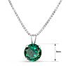 1-1/2 Carat 8mm Round Shape Created Emerald Necklaces In Sterling Silver, 18 Inch Chain Image-5