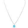 1 1/2 Carat Blue Topaz Necklace In Sterling Silver, 8MM Image-3