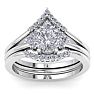 1 1/5 Carat Diamond Bridal Set With Crown In 14 Karat White Gold Image-1