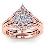 1 1/5 Carat Diamond Bridal Set With Crown In 14 Karat Rose Gold Image-1