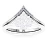Moissanite Engagement Ring; 1/10 Carat Matching V Crown Moissanite Wedding Band Ring In 14 Karat White Gold Image-1