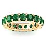 4 Carat Round Emerald Eternity Ring In 14 Karat Yellow Gold, Ring Size 6 Image-1