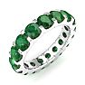 4 Carat Round Emerald Eternity Ring In Platinum, Ring Size 4 Image-2