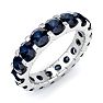 4 Carat Round Sapphire Eternity Ring In 14 Karat White Gold, Ring Size 4.5 Image-2