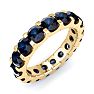 4 Carat Round Sapphire Eternity Ring In 14 Karat Yellow Gold, Ring Size 4 Image-2