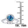 2 1/4 Carat Perfect Halo Blue Diamond Engagement Ring In 14K White Gold Image-5