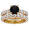 4 Carat Round Black Moissanite Bridal Set In 14 Karat Yellow Gold Image-1
