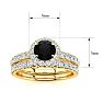 1 Carat Round Black Moissanite Halo Bridal Set In 14 Karat Yellow Gold Image-5