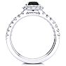 1 1/2 Carat Round Black Moissanite Halo Bridal Set In 14 Karat White Gold Image-2