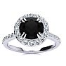 2 Carat Round Shape Halo Black Moissanite Engagement Ring In 14 Karat White Gold Image-1